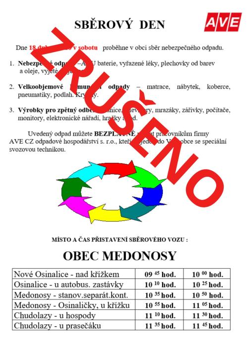 Svozový den zrušen